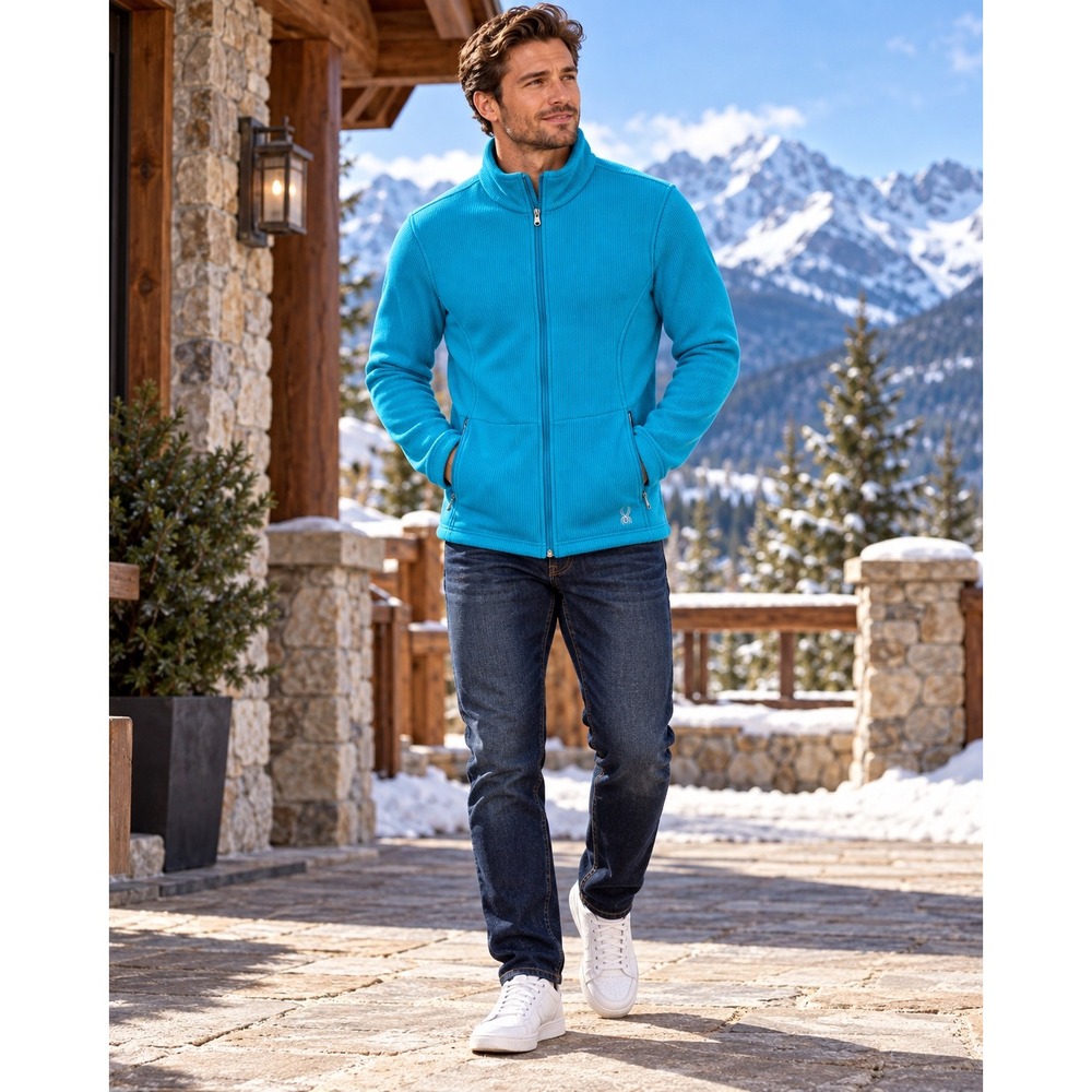 Spyder Core Sweater Full Zip Jacket Mens XL Turquoise Blue Ribbed Knit Fleece